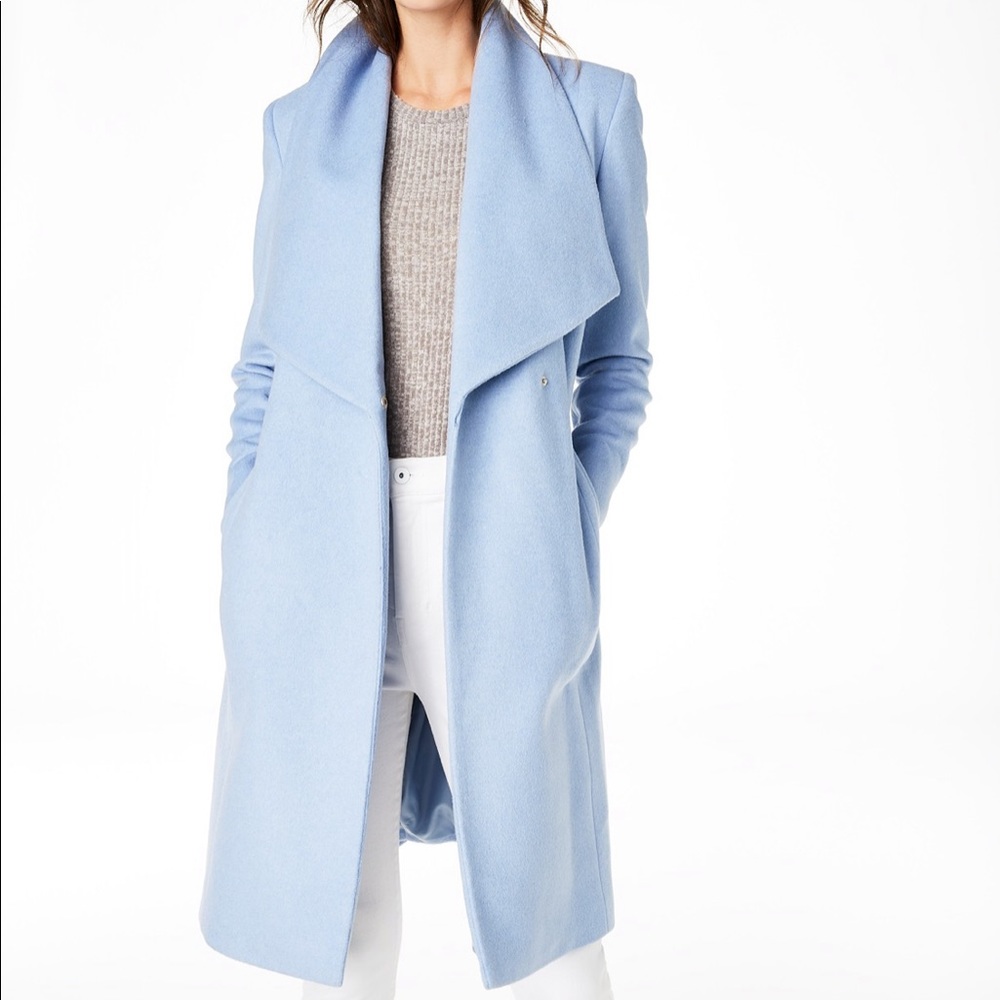 Cole haan wool wrap coat in blue